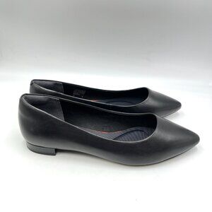 Rockport Womens‎ Size 10.5 Adelyn Black Leather Pointed Toe Ballet Flats Shoes